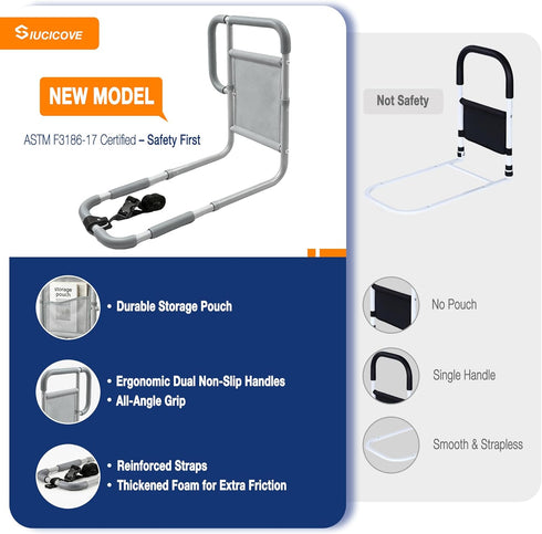 siucicove 2026 350lbs, Bed Rails for Elderly Adults Safety ASTM Approved Upgrade Non-Slip Ergonomic Handle & Storage