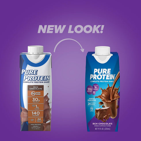 Chocolate Protein Shake 30g Complete Protein Ready to Drink Keto-Friendly 11oz Bottles 12 Pack