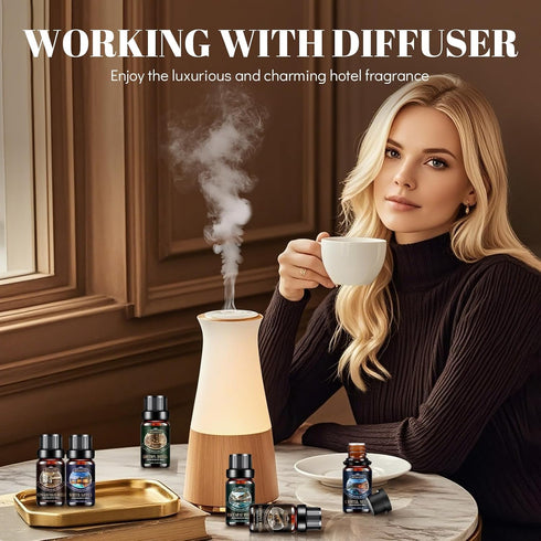 Set,6x10M Hotel Diffuser Oils Gift Luxury Essential Oil for Diffuser, Fragrance Oil Blend Hotel Scent for Soap & Candle