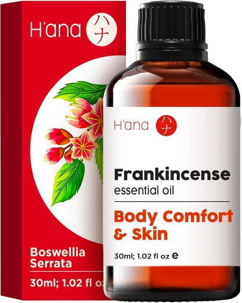 H’ana Frankincense Essential Oil - 100% Natural Frankincense Oil for Skin, Face & Diffuser, 1 fl oz