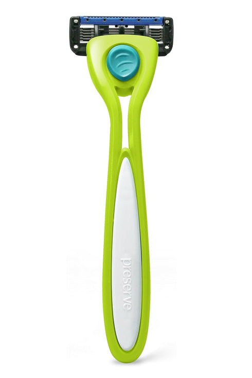 Preserve Shave 5 Blade Refillable Razor, Key Lime, Made from Recycled Materials