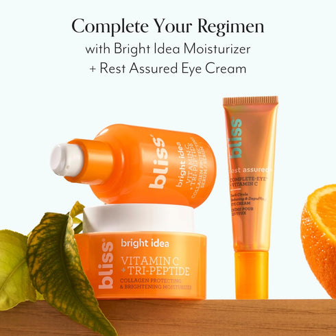 Bliss Bright Idea Vitamin C + Tri-Peptide Collagen Serum - Brightening Face Skincare, Anti-Aging, 1 Fl Oz