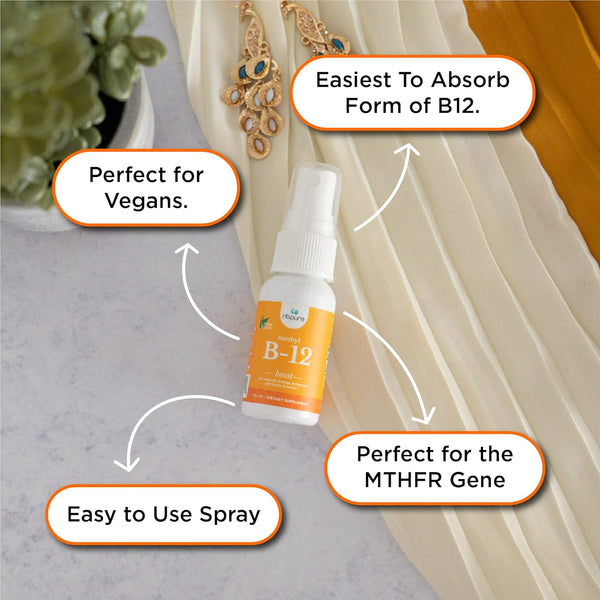 nbpure Organic & Vegan Methyl B12 Spray – 500mcg Liquid for Energy, Mood & Nerve Support for Women, Men, Kids