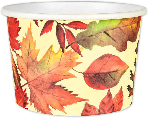 50Pcs Fall Treat Snack Cups, Disposable Ice Cream Cups 9 Oz for Autumn Thanksgiving Dessert Bowls, Party Supplies