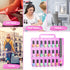 JIASHENG Nail Polish Organizer Case for 48 Bottles, Adjustable Storage Holder for Acrylic Nail Gel Tips Set, Pink