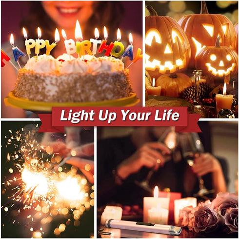 Electric Candle Lighter - Rechargeable USB Arc Windproof Flameless Plasma Lighter with Long Stick, Perfect for BBQ