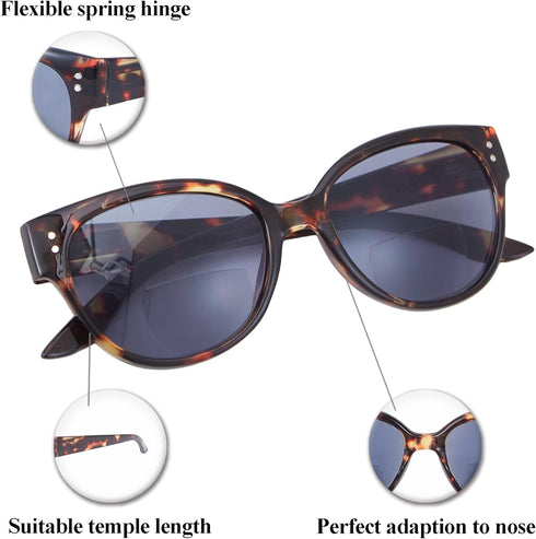 EYEGUARD Bifocal Reading Sunglasses, UV400 Protection Readers for Women, Stylish Comfortable Reading Glasses