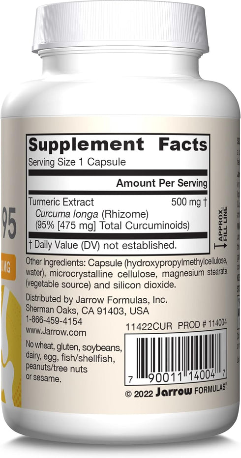 Jarrow Formulas Turmeric Curcumin Supplement, 500 mg for Antioxidant & Joint Support, 60 Capsules