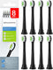 Brushmo Compact Replacement Toothbrush Heads, Compatible with Philips Sonicare HX6072, Black 8 Pack
