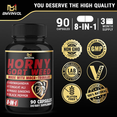 BMVINVOL Horny Goat Weed Capsules, 7000mg Herbal Equivalent, 3 Months Supply
