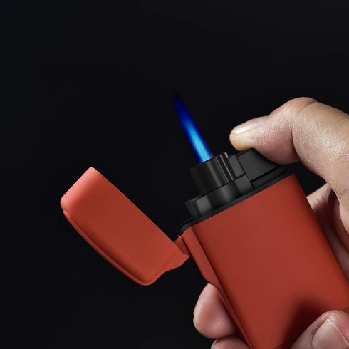 Navpeak Mini Torch Lighter, Windproof Jet Flame Butane Pocket Refillable for Camping, Pack 2, Black+Blue