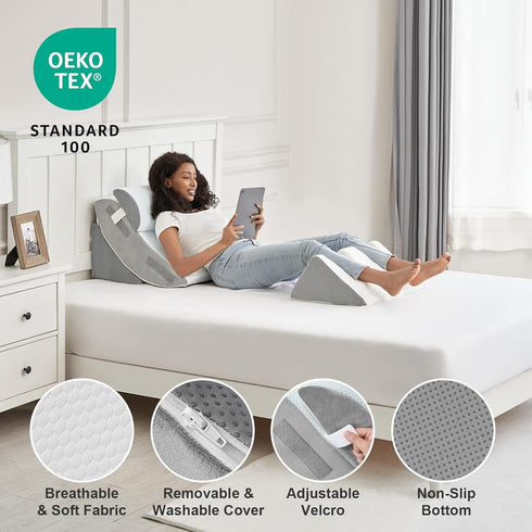 Set 4PCS, 20" Hansleep Bed Wedge Pillow for After Surgery Post Surgery Pillow for Sleep Apnea and Acid Reflux Relief