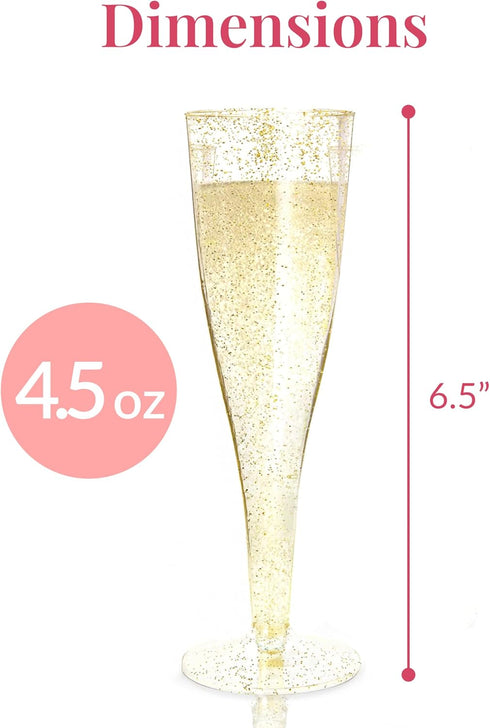Prestee 24 Plastic Champagne Flutes, Gold Disposable Mimosa Flute for Party Supplies, Wedding, Shower