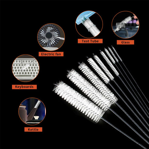 10 Pcs Flexible Drain Brush Set, Pipe Cleaners Brush, Stainless Steel Double-Ended Hose Brush for Home Kitchen