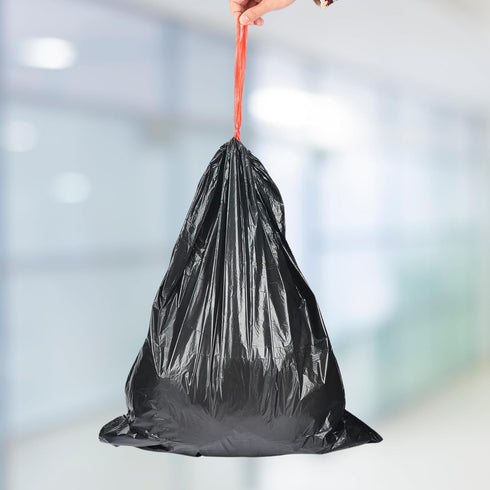 Strong Large 13 Gallon Black Drawstring Trash Bags, Multipurpose Kitchen Garbage Can Liners, 40 Count