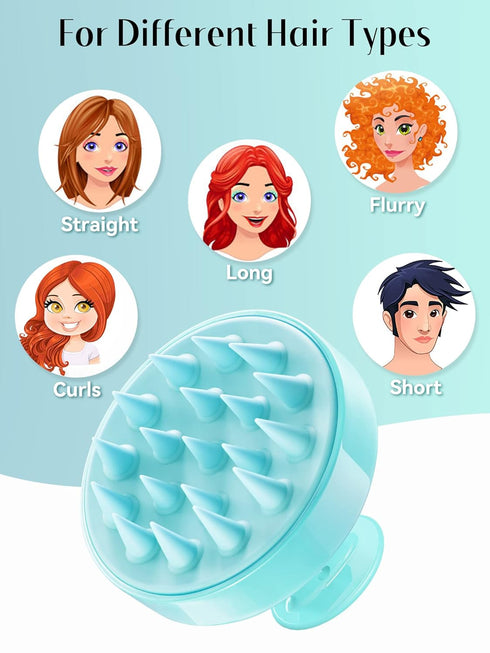 HEETA Scalp Massager for Hair Growth, Soft Silicone Shampoo Brush for Dandruff Removal, Green
