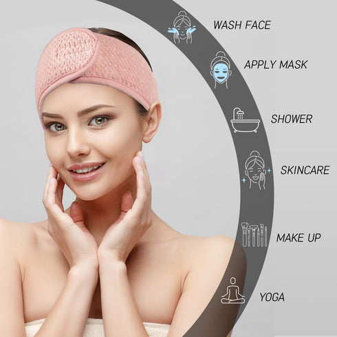 Whaline 4 Pack Spa Facial Headband, Adjustable Makeup Hair Wrap for Face Washing, Shower, Sports Yoga