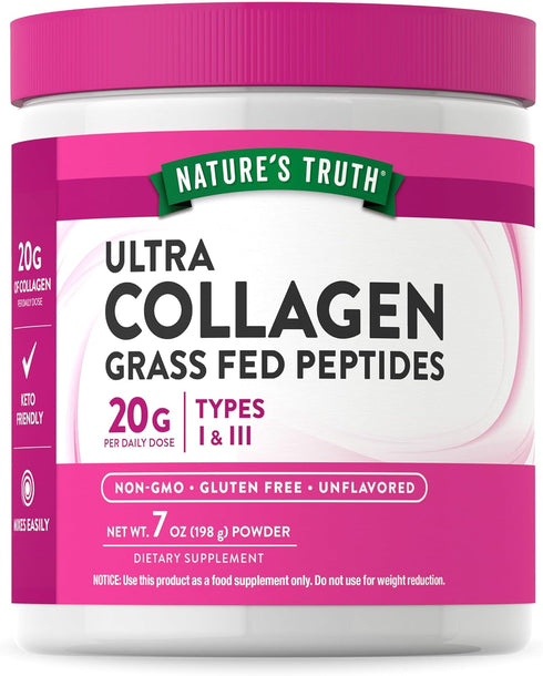 Nature's Truth Collagen Powder | 7 oz | Type I and III | Grass Fed, Paleo and Keto Friendly Collagen Peptides |