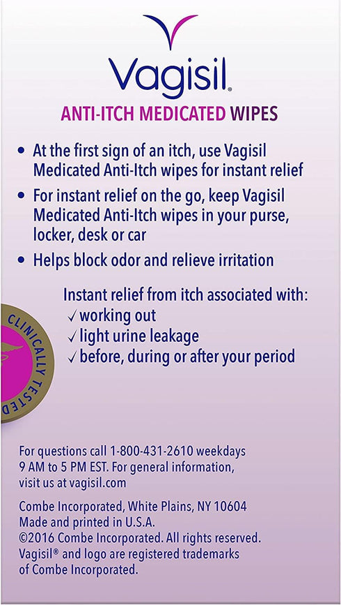 Strength,12 (Pack 2) Vagisil Anti-Itch Medicated Wipes, Maximum ea