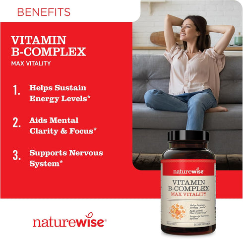 NatureWise Vitamin B Complex for Women and Men - 360 Softgels, Support Cellular Energy & Mental Clarity
