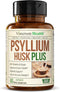 Psyllium Husk Powder Capsules - Dietary Fiber Supplement for Digestive Health - 60 Vegan, Non-GMO Capsules