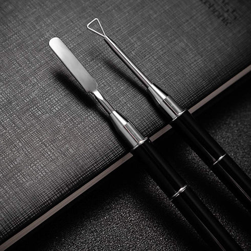 Kalolary Poly Gel Dual Brushes for Nails - Acrylic Nail Brush with Spatula & Cuticle Pusher Tools (2Pcs)