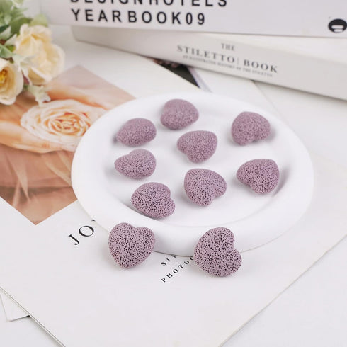 Set, 0.9 Inch, 10 rockcloud Purple Lava Rock Stone Heart Shape Pocket Stones Dyed Lava Rocks Aromatherapy Essential Oil