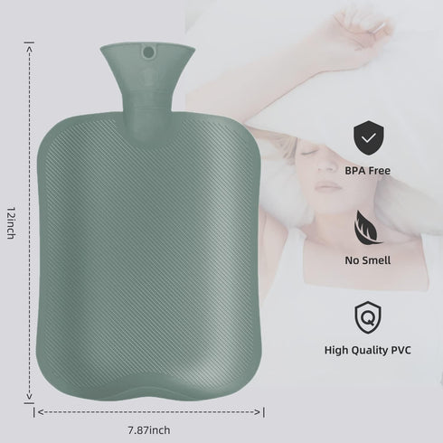 Hot Water Bottle with Classic Striped Cover - 2L for Menstrual Cramps, Pain Relief, Hot & Cold Therapies