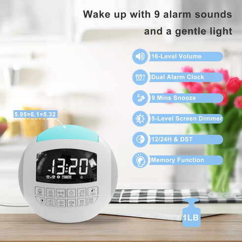 42 Sound White Noise Machine for Kids, Bluetooth + Nightlight, Lullaby/Nature Soothing Sounds, Adjustable Volume