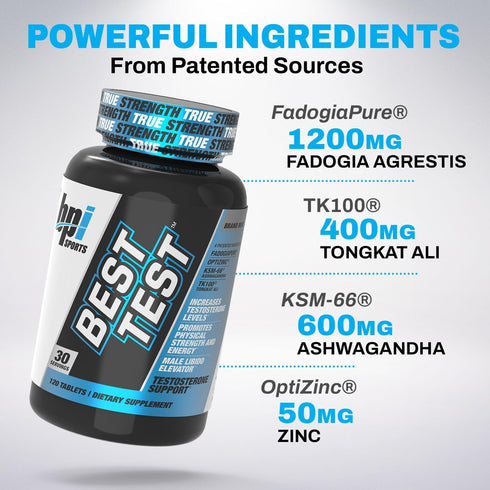 BPI Sports Best Test, Testosterone Booster for Men, 30 Servings, Muscle Recovery & Energy Support