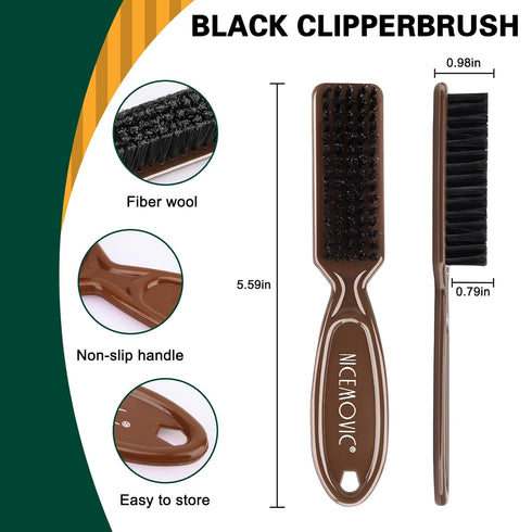 NICEMOVIC 10 Pcs Barber Clipper Cleaning Brush, Barber Accessories Cleaning Supplies, Blade Trimmer Cleaning Mini Brush Bulk Set Duster Manicure Nylon Brush Hair Styling Brush Tool (Brown)
