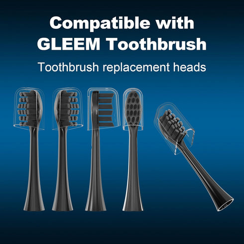 Replacement Toothbrush Heads 10 Pack Compatible with Gleem Electric Toothbrush, 5 Black + 5 White
