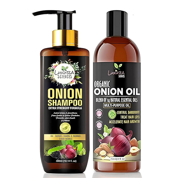 Onion Hair Care Combo | Nourishing Oil + Hydrating Shampoo | 250ml+300ml (2 Piece Set) | Enhances Growth