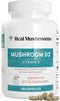 Real Mushrooms Vitamin D2 - 120 ct, Vegan Vitamin D Supplements, 1000 IU for Bone & Muscle Health