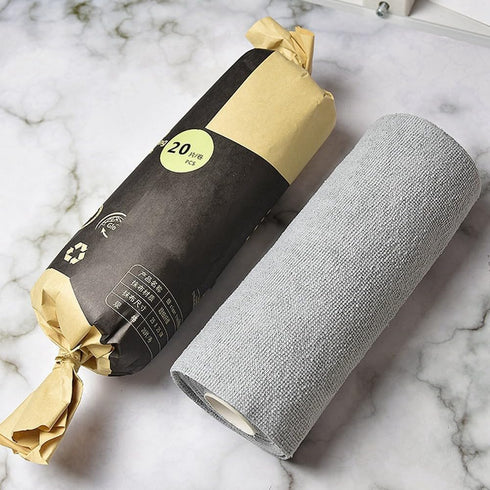 Reusable Cleaning Wipe Household Microfiber Towel Rolls Dish Rags Wash Paper Towel Replacement Accessories Pink