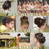 MORICA 2PCS Messy Bun Hair Piece, Fake Curly Wavy Synthetic Chignon Ponytail for Women, Light Golden Brown