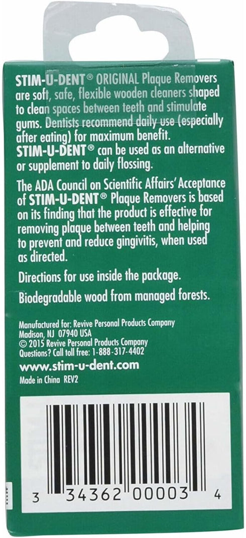 Stim-U-Dent Plaque Removers, 3 Packs of 4x25 Picks/Pack (300 Picks), Mint Flavor