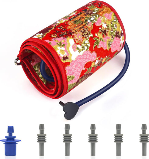 Extra Large Blood Pressure Cuff Replacement for Big Arm, 15.7''-26'' (40-66CM), 6 Connectors, Red Classical Flower