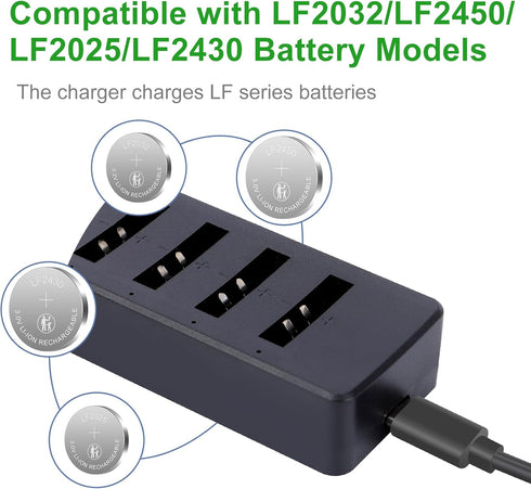 JOXIYECLTL LF2032 2032 3V Charger(5 Pack) Rechargeable Batteries CR Lithium-ion Coin Battery
