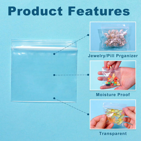 200 Packs 6 mil Pill Bags, Sturdy 3x2.75 inch Clear Pouches for Travel, Small Plastic Bags for Pill Organizer