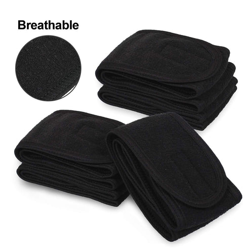 Whaline Terry Cloth Spa Facial Headband Wrap, 4 Counts Stretch Towel for Bath, Makeup, and Sport (Black)