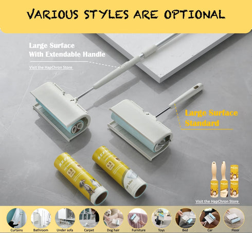 Extra Sticky Large Surface Lint Roller with Dust-Proof Cover, 240 Sheets/4 Refills, Pet Hair Remover