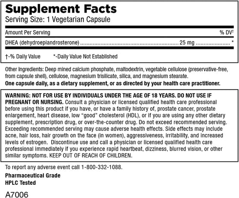 Mt. Angel Vitamins - Pure DHEA 25mg - DHEA Supplement for Men + Women - Supplement to Help Support Healthy Aging, Muscle Integrity, Energy + Hormonal Synthesis - Non-GMO (60 Capsules)