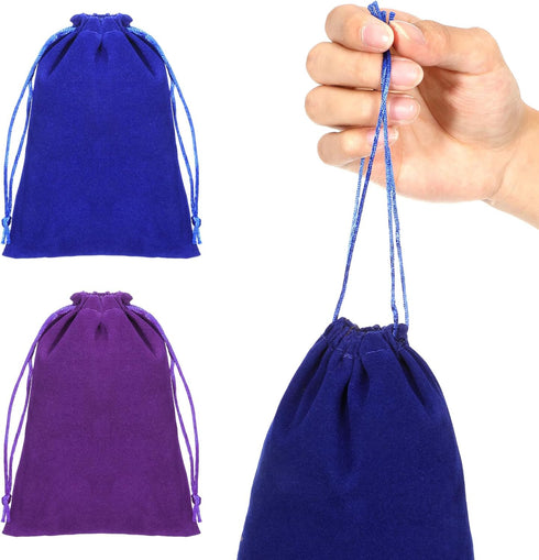 Qulkws 4 Pack 7.08 5.1in Velvet Drawstring Pouches Soft Velvets Bags with Drawstrings Small Drawstring Pouch x Dice