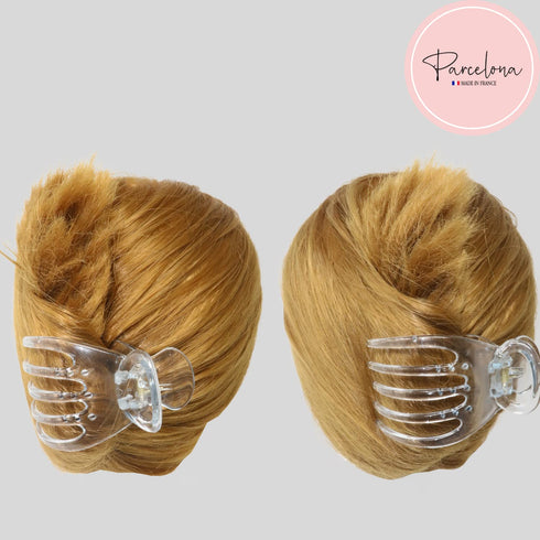 Parcelona French Basic Curved Paw Medium 3 1/4” Celluloid Acetate Hair Claw for Women and Girls, Clear