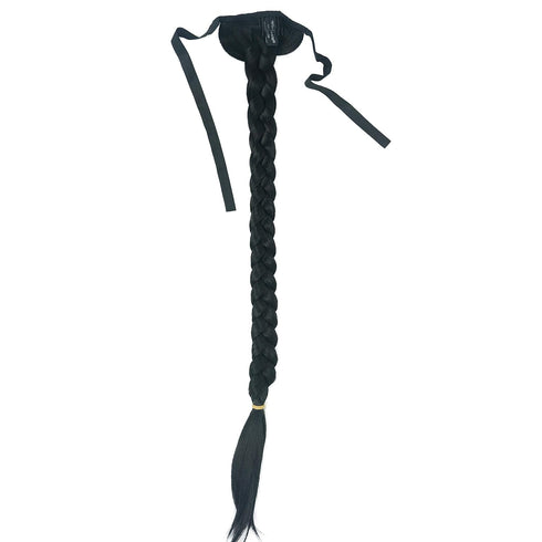 Lydell 24" Long Fishtail Braid Wrap Around Ponytail Extension - Synthetic Hairpiece #1 Black