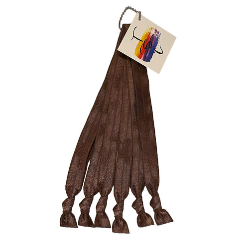 Solid No Crease Elastic Headband Hair Ties, 5/8" Wide, Soft Stretch, Adjustable Size, Brown