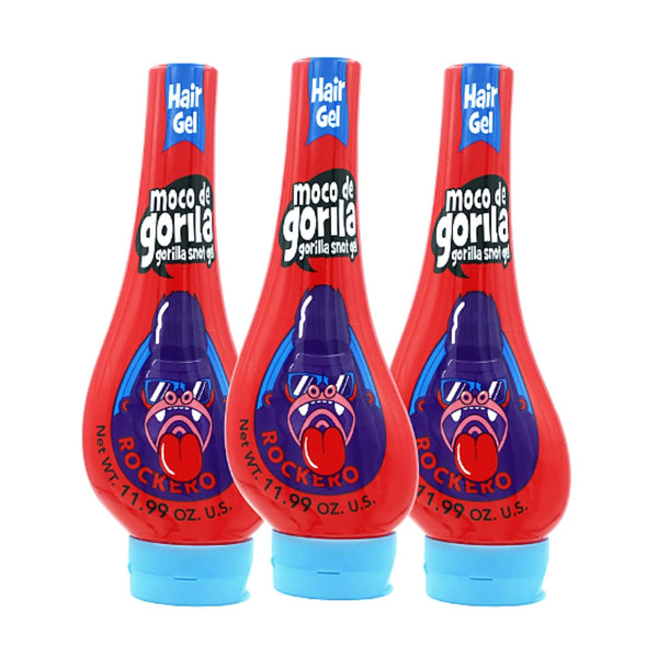 Moco de Gorila Explosive Rocker Hair Styling Gel, Long-Lasting Hold, Reactivatable with Water, 3-Pack of 11.92 Oz Each