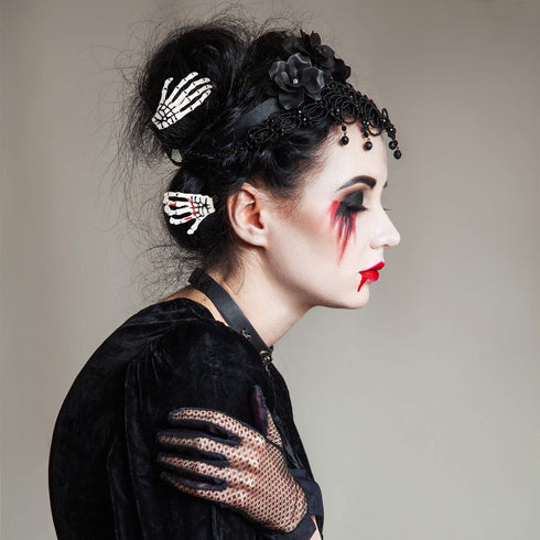 WILLBOND 6 Pieces Skeleton Hands Bone Hair Clips - Skull Clip Hairpin Zombie Punk Rock Horror Clip for Women Girls Hair