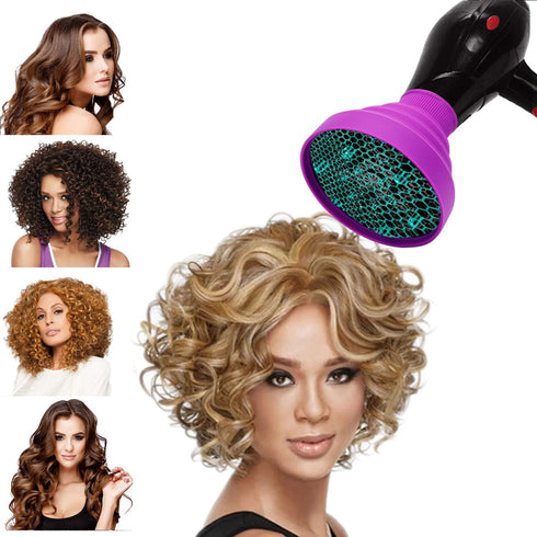 Universal Collapsible Hair Dryer Diffuser Attachment, Lightweight Portable Travel Tool for Most Blow Dryers - Purple
